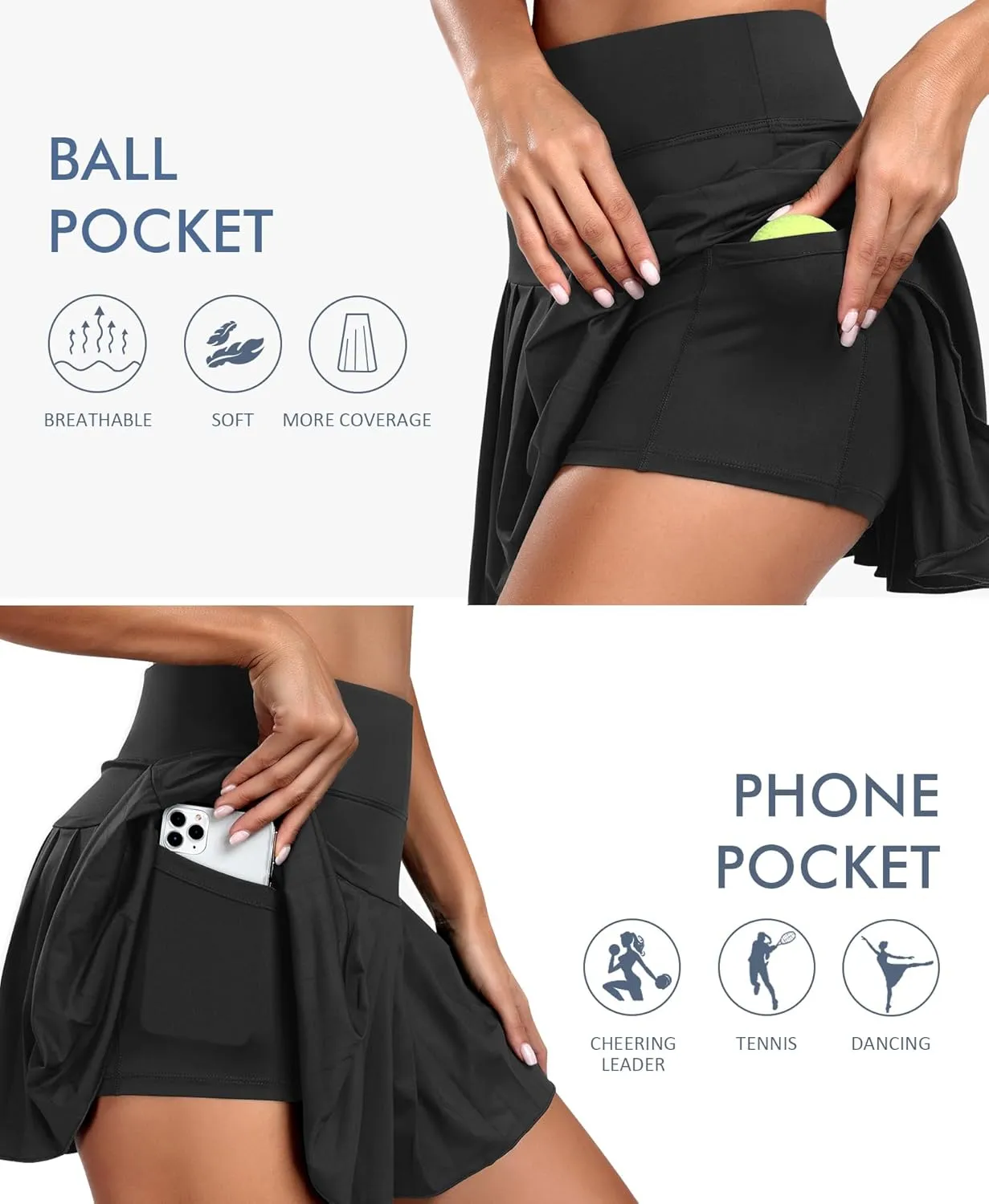 JoyGirl Pleated Tennis Skirt for Women with Shorts Athletic Golf Skort Workout Running Sports Skirts Skorts with Pockets