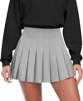 JoyGirl Womens Pleated Skirt with Shorts Tennis Skirt School Uniform Skirt Mini Skater Skirts Skorts with Pockets
