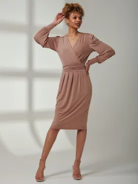 Kinslee Long Sleeve Pegged Dress, Dusty Pink