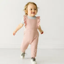 Mauve Blush Ruffle Overall Romper