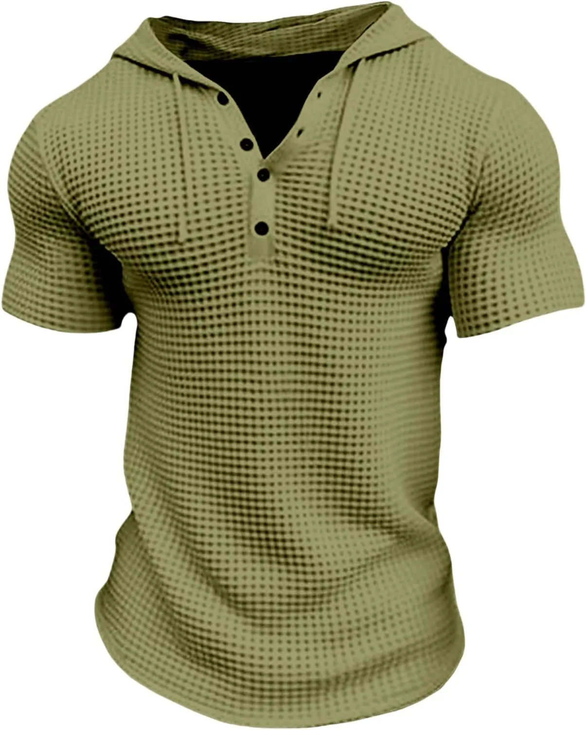 Mens Hoodies Drawstring Waffle Knit Tops Slim Fit Lightweight Summer Hooded Sweatshirt Gym Muscle Fit T Shirts Tshirt