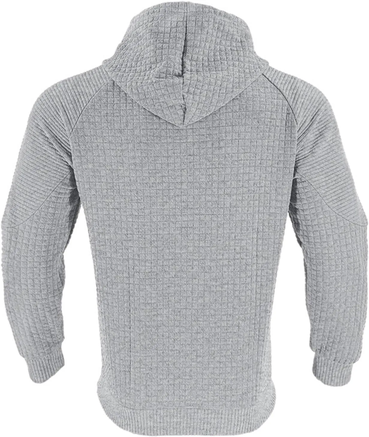 Mens Hoodies Pullover Casual Long Sleeve Waffle Hooded Sweatshirt Fashion Hoodie with Kanga Pocket