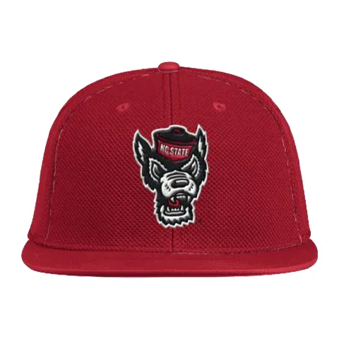 NC State Wolfpack Adidas Red Wolfhead On-Field Mesh Fitted Hat