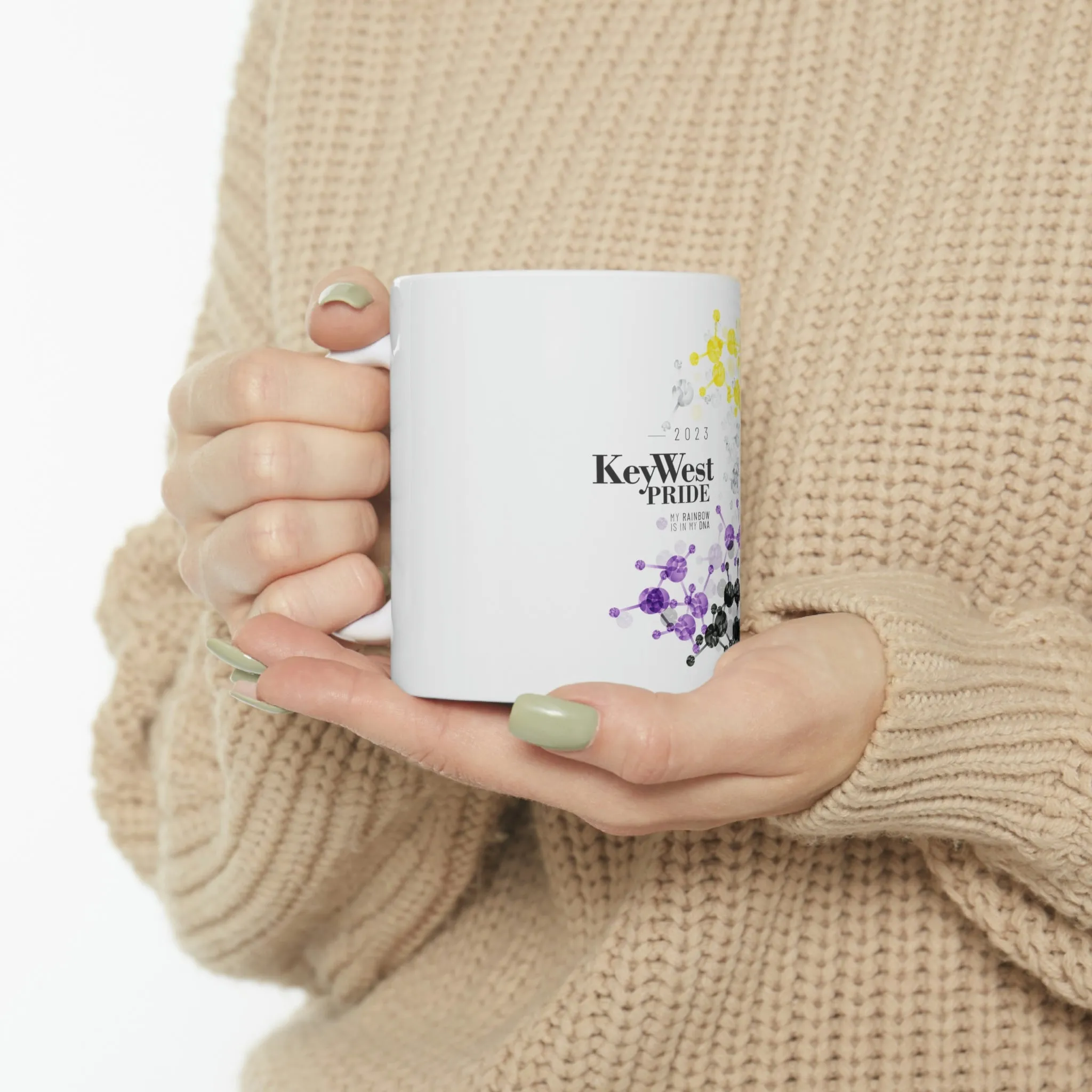 Nonbinary Flag Ceramic Mug Key West Pride - Rainbow Is In My DNA