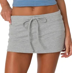 NUFIWI Women Drawstring Micro Skort Y2k Elastic Low Waist Bodycon Mini Skirt Mid Rise Short Sweat Skirts with Shorts