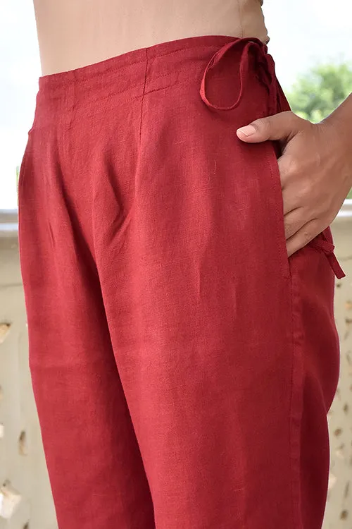 Okhai 'Caravan' Pure Linen Red Pants