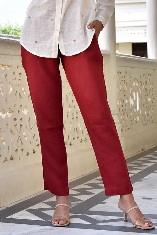 Okhai 'Caravan' Pure Linen Red Pants