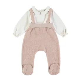 one piece sherpa overalls with tee - soft pink