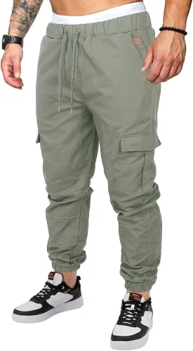 OUTSON Mens Fashion Joggers Sports Pants Casual Cotton Cargo Pants Gym Sweatpants Trousers Mens Long Pant