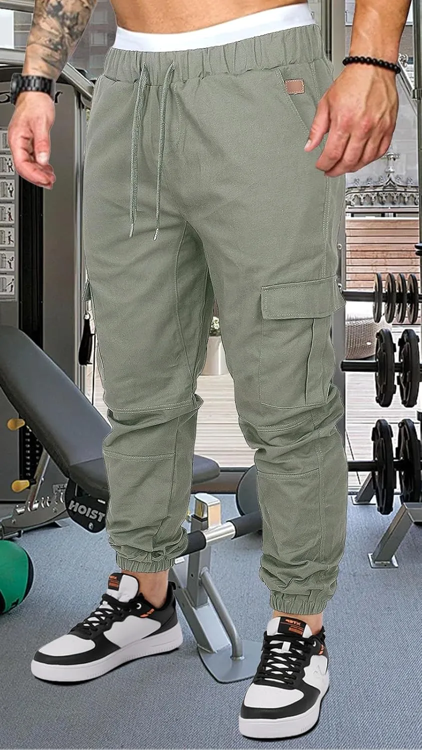 OUTSON Mens Fashion Joggers Sports Pants Casual Cotton Cargo Pants Gym Sweatpants Trousers Mens Long Pant