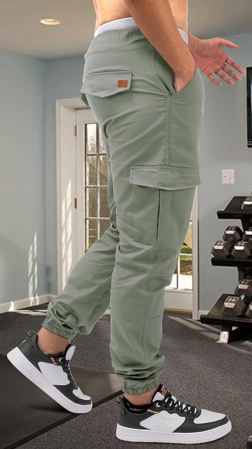OUTSON Mens Fashion Joggers Sports Pants Casual Cotton Cargo Pants Gym Sweatpants Trousers Mens Long Pant