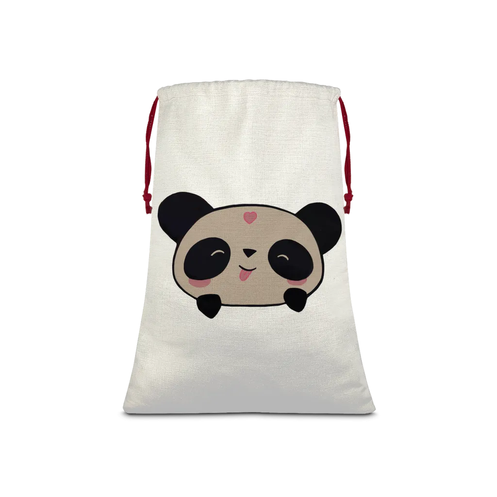 Panda Sublimation Linen Drawstring Sack