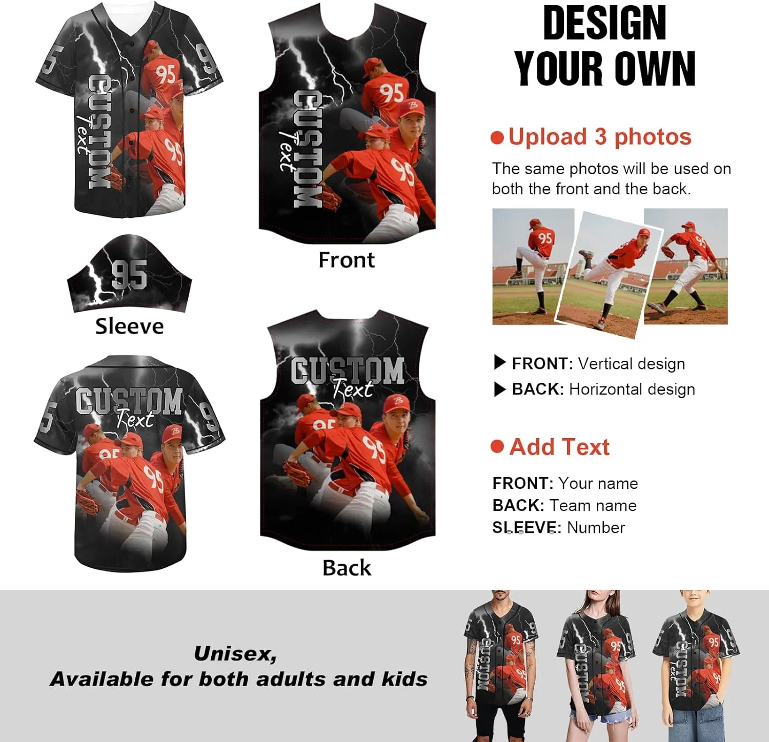 Personalized Custom Baseball Jersey Men Bootleg Rap Shirts Design Your Own Photo Collage & Team Name Streetwear Sport Uniform