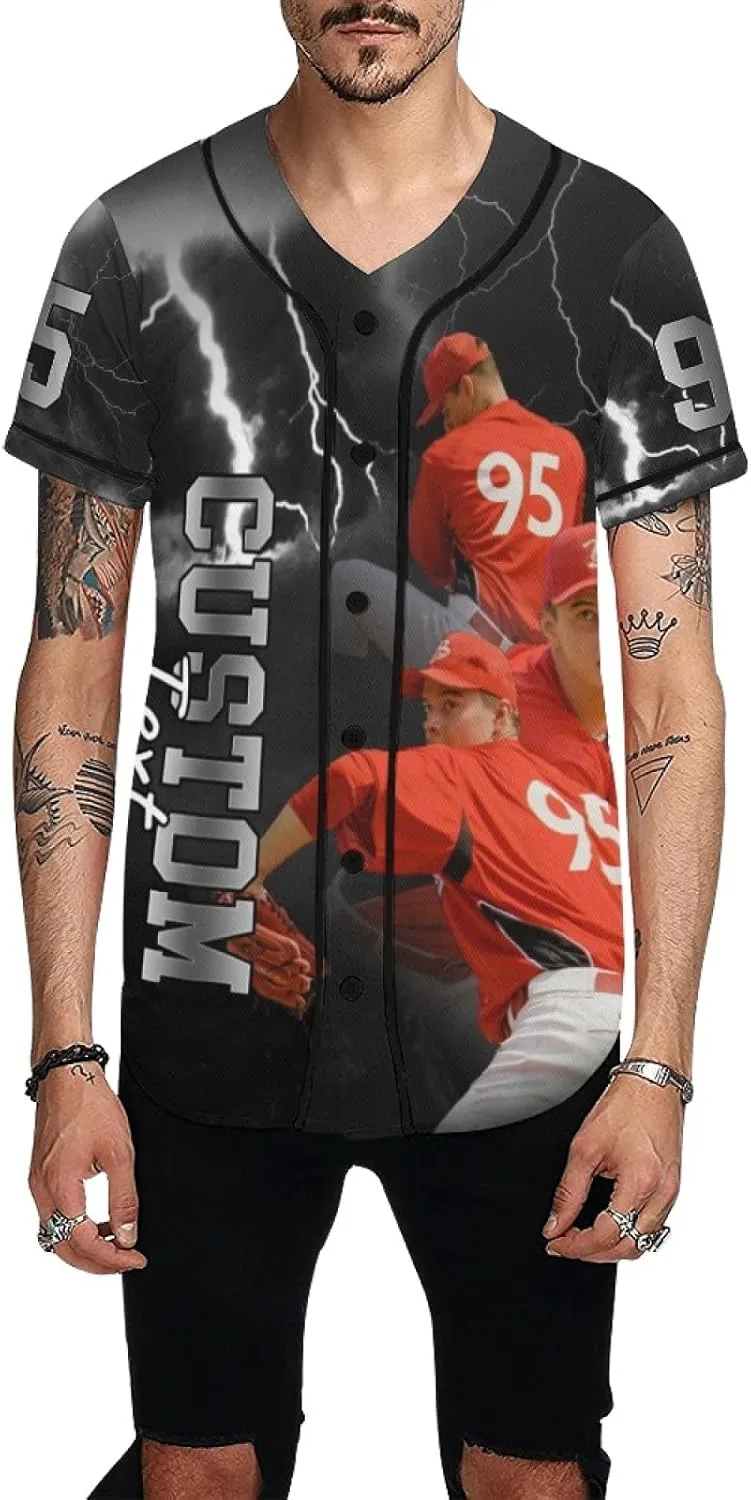 Personalized Custom Baseball Jersey Men Bootleg Rap Shirts Design Your Own Photo Collage & Team Name Streetwear Sport Uniform
