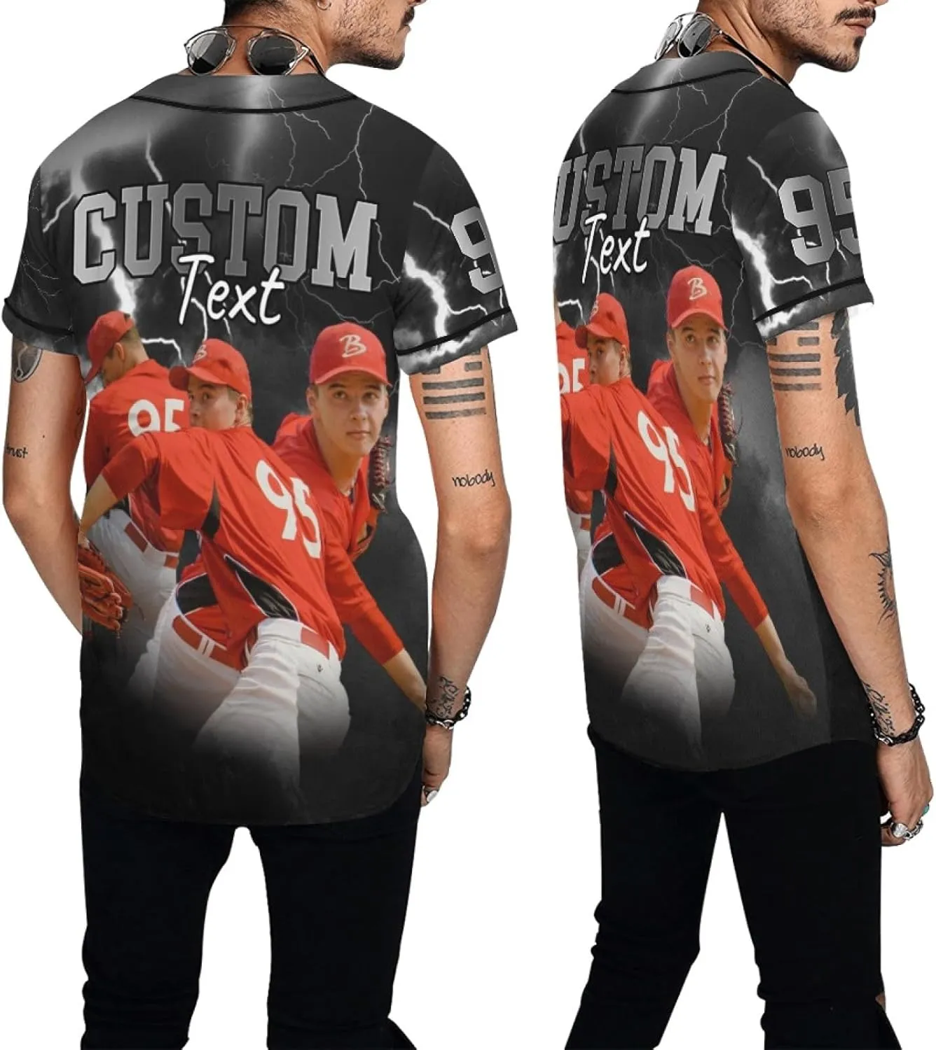 Personalized Custom Baseball Jersey Men Bootleg Rap Shirts Design Your Own Photo Collage & Team Name Streetwear Sport Uniform