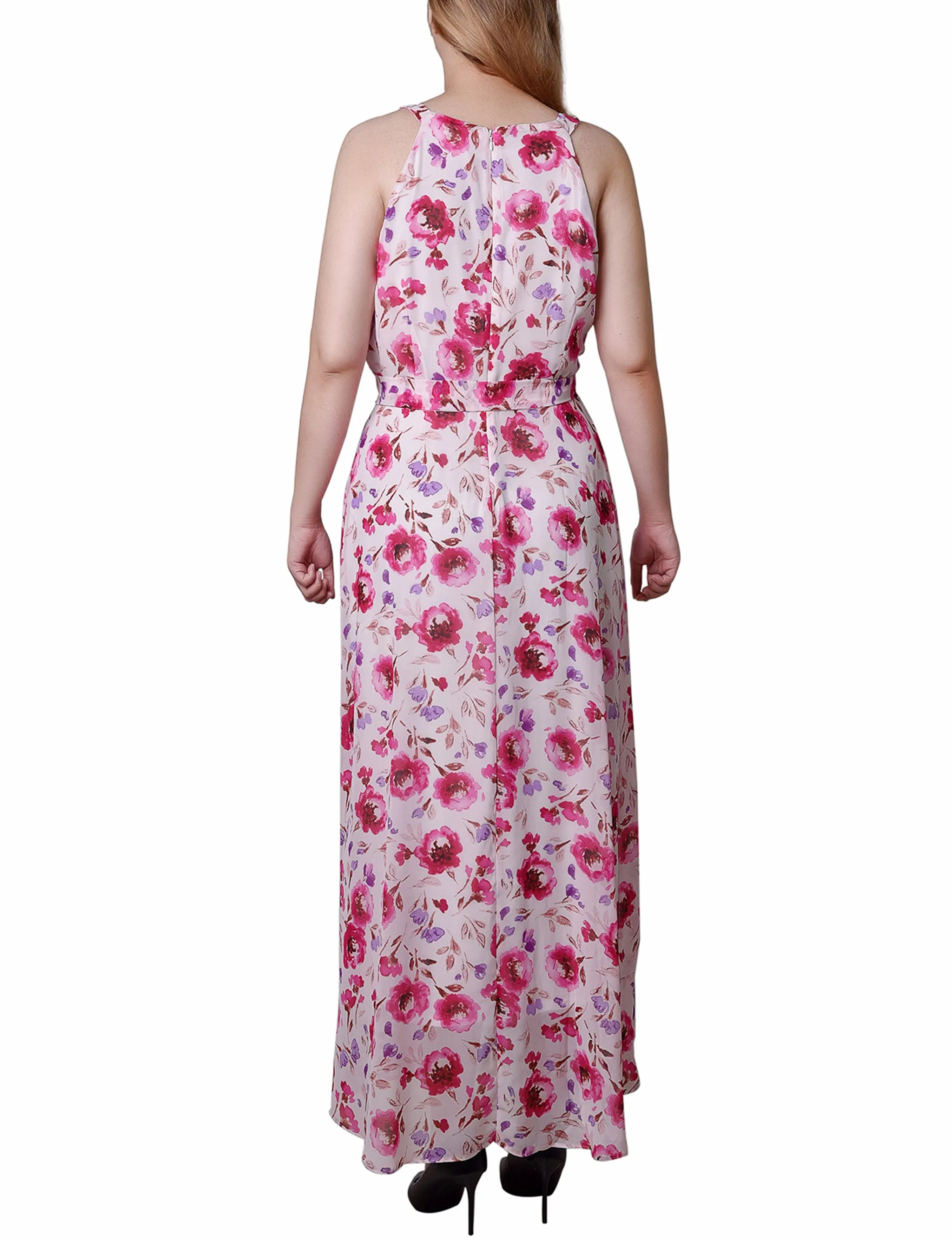 Petite Halter Front Chiffon Maxi Dress
