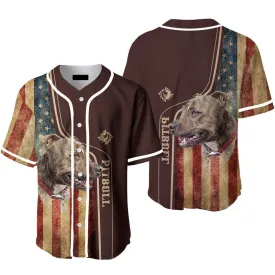 Pitbull Dog American Flag Baseball Jersey, Gift for Men & Women