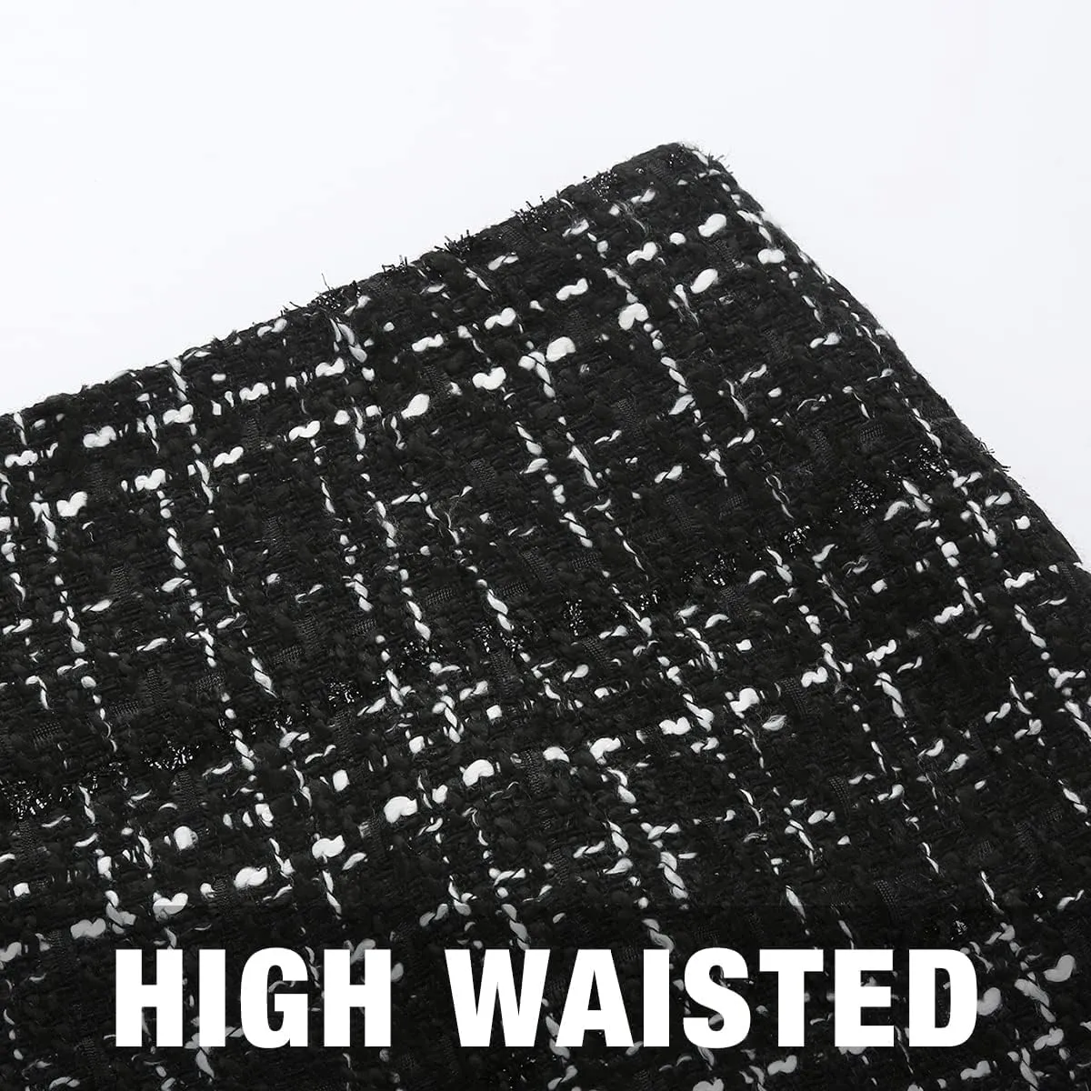 Plaid Mini Skirts for Womens High Waisted Fall Winter Wool Bodycon Pencil Skirts with Slit