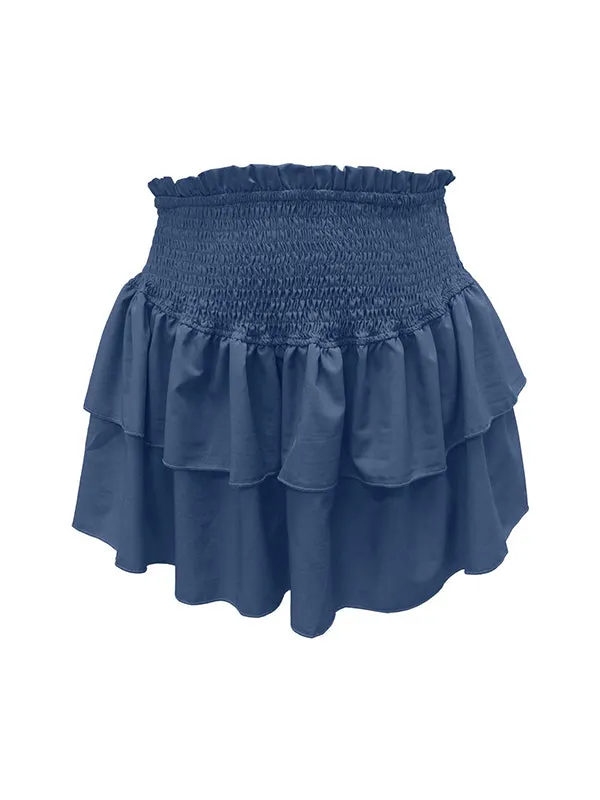 Pleated Solid Color Split-Joint Loose Skirts
