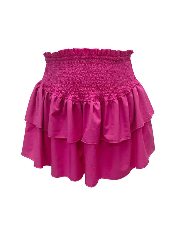 Pleated Solid Color Split-Joint Loose Skirts