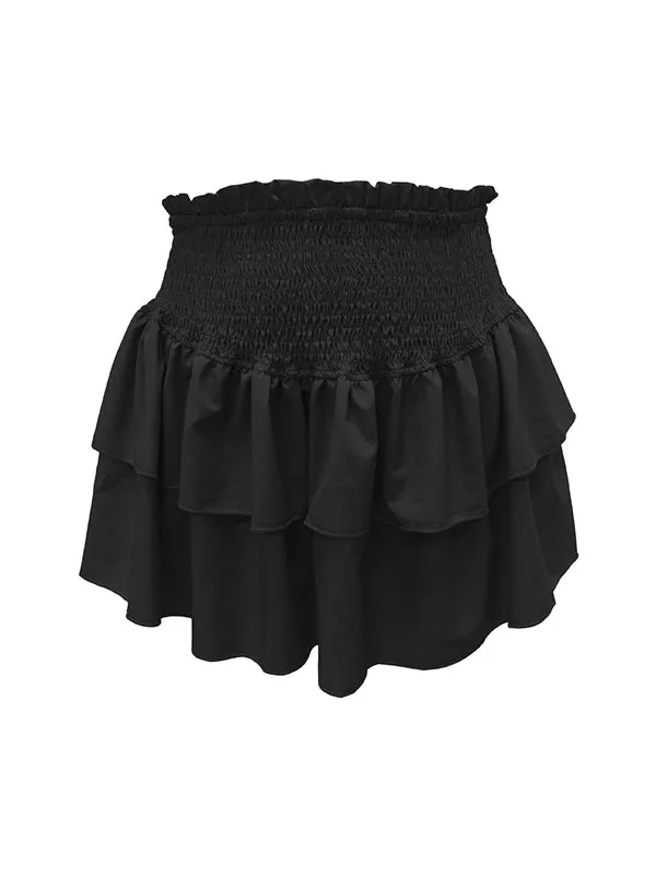 Pleated Solid Color Split-Joint Loose Skirts
