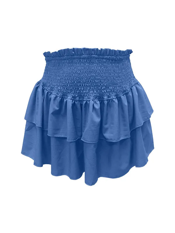 Pleated Solid Color Split-Joint Loose Skirts