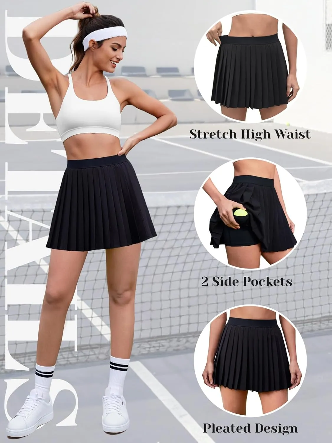 Pleated Tennis Skirts for Women High Waisted Golf Skirt with Pockets Athletic Workout Casual Skorts