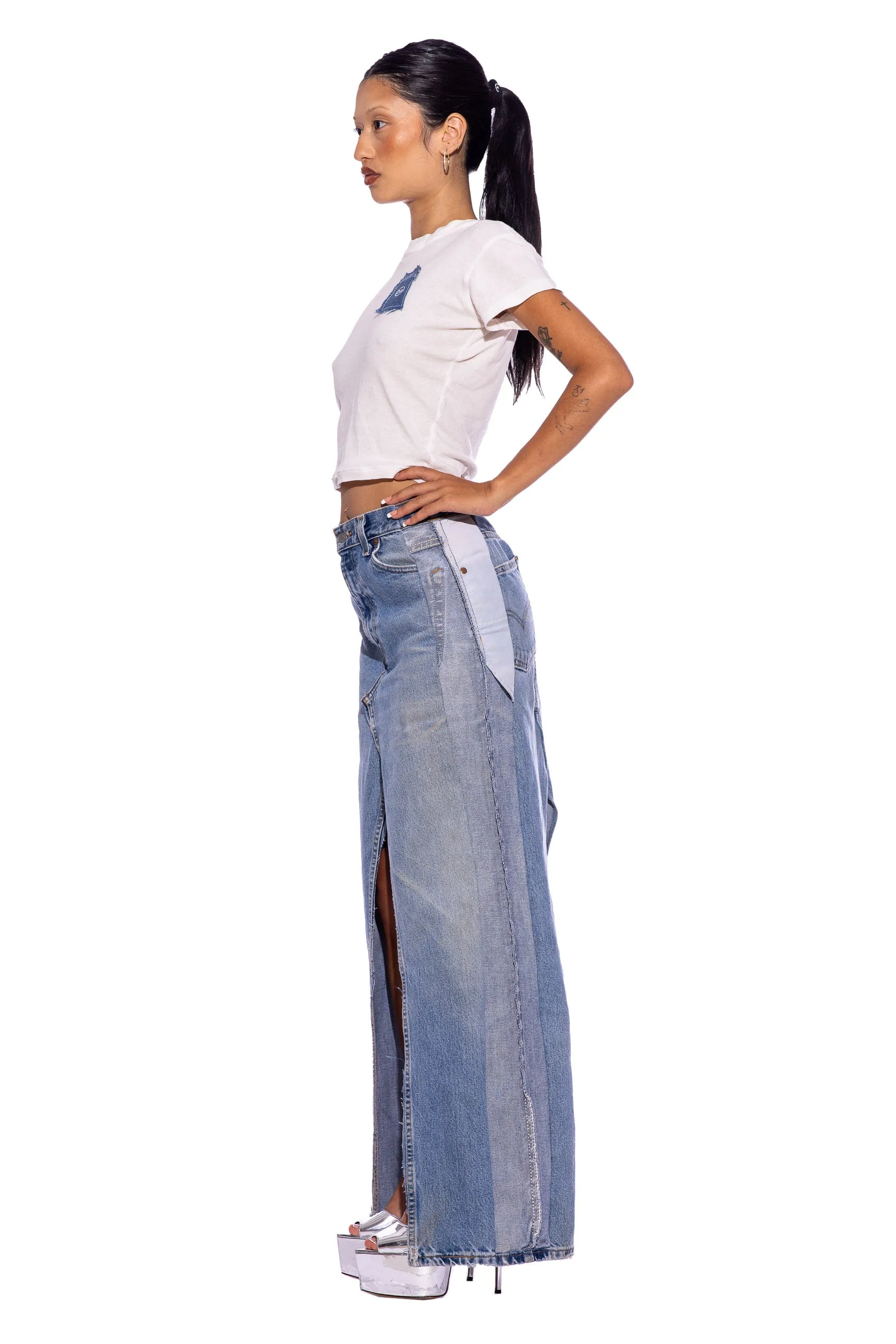 PORTERHOUSE MAXI SKIRT IN VINTAGE BLUE