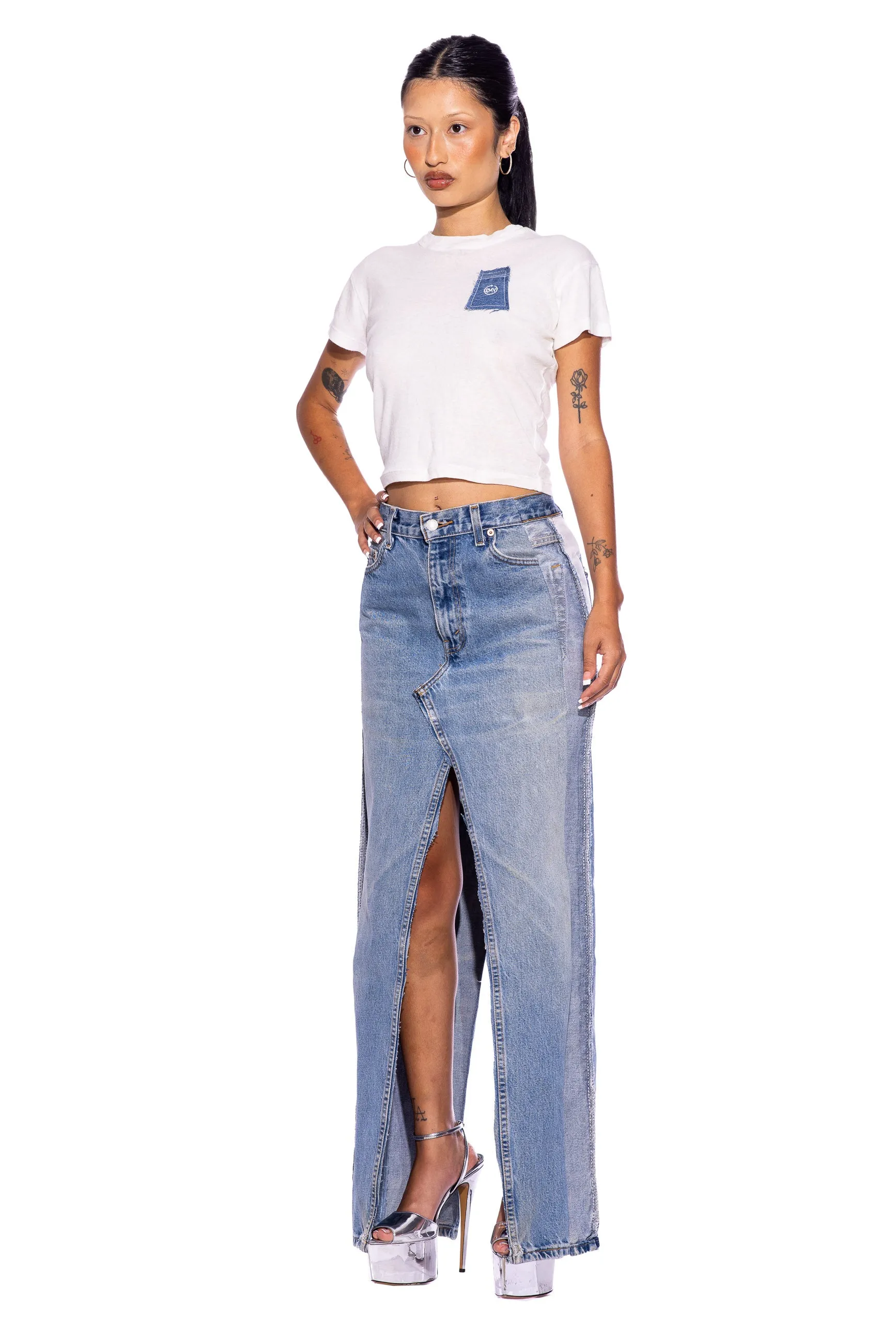 PORTERHOUSE MAXI SKIRT IN VINTAGE BLUE