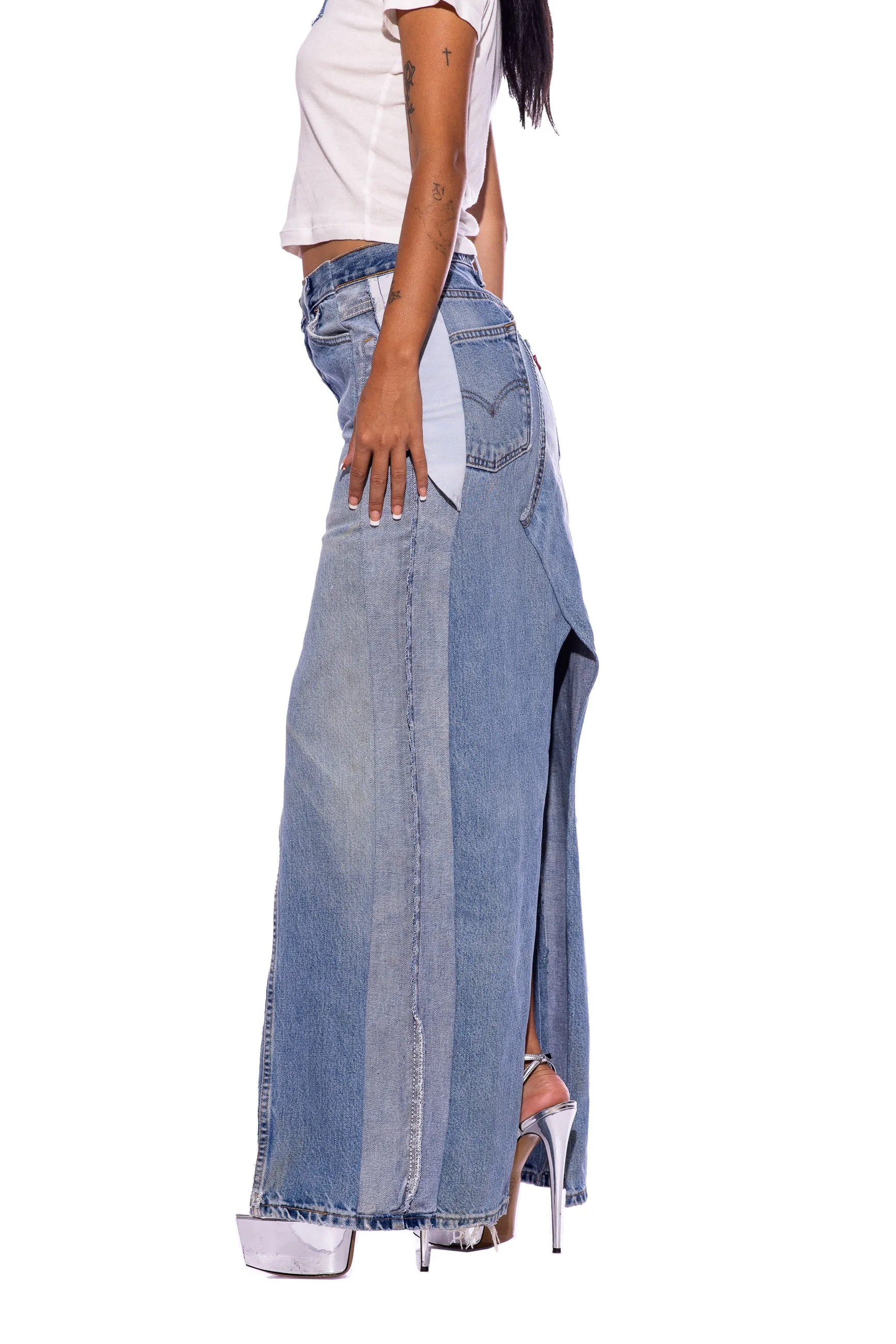 PORTERHOUSE MAXI SKIRT IN VINTAGE BLUE