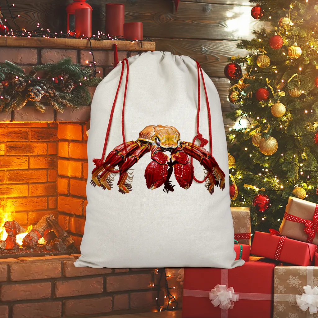 Red Crab Sublimation Linen Drawstring Sack