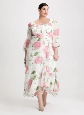 Ruffled Floral Chiffon Dress