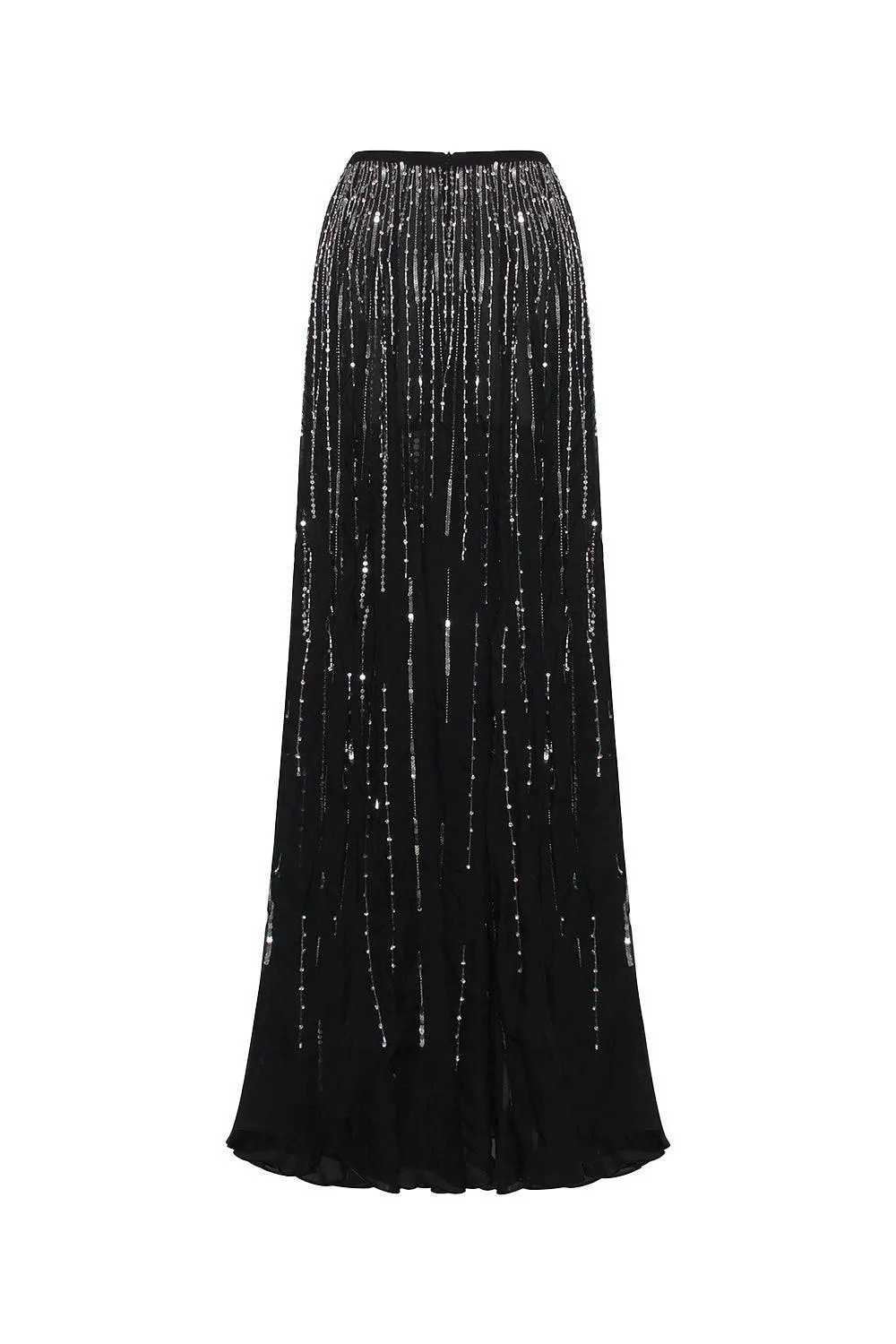 Sapphire A-line Stone Chiffon Floor Length Skirt
