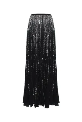 Sapphire A-line Stone Chiffon Floor Length Skirt