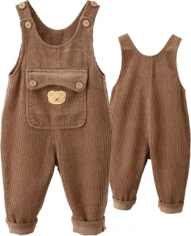 SEAUR Newborn Infant Suspender Pants Overalls Baby Jumpsuit Boy Girl Fall Winter Corduroy Pants Trousers with Pockets