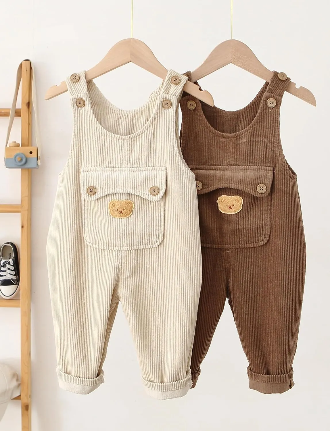 SEAUR Newborn Infant Suspender Pants Overalls Baby Jumpsuit Boy Girl Fall Winter Corduroy Pants Trousers with Pockets