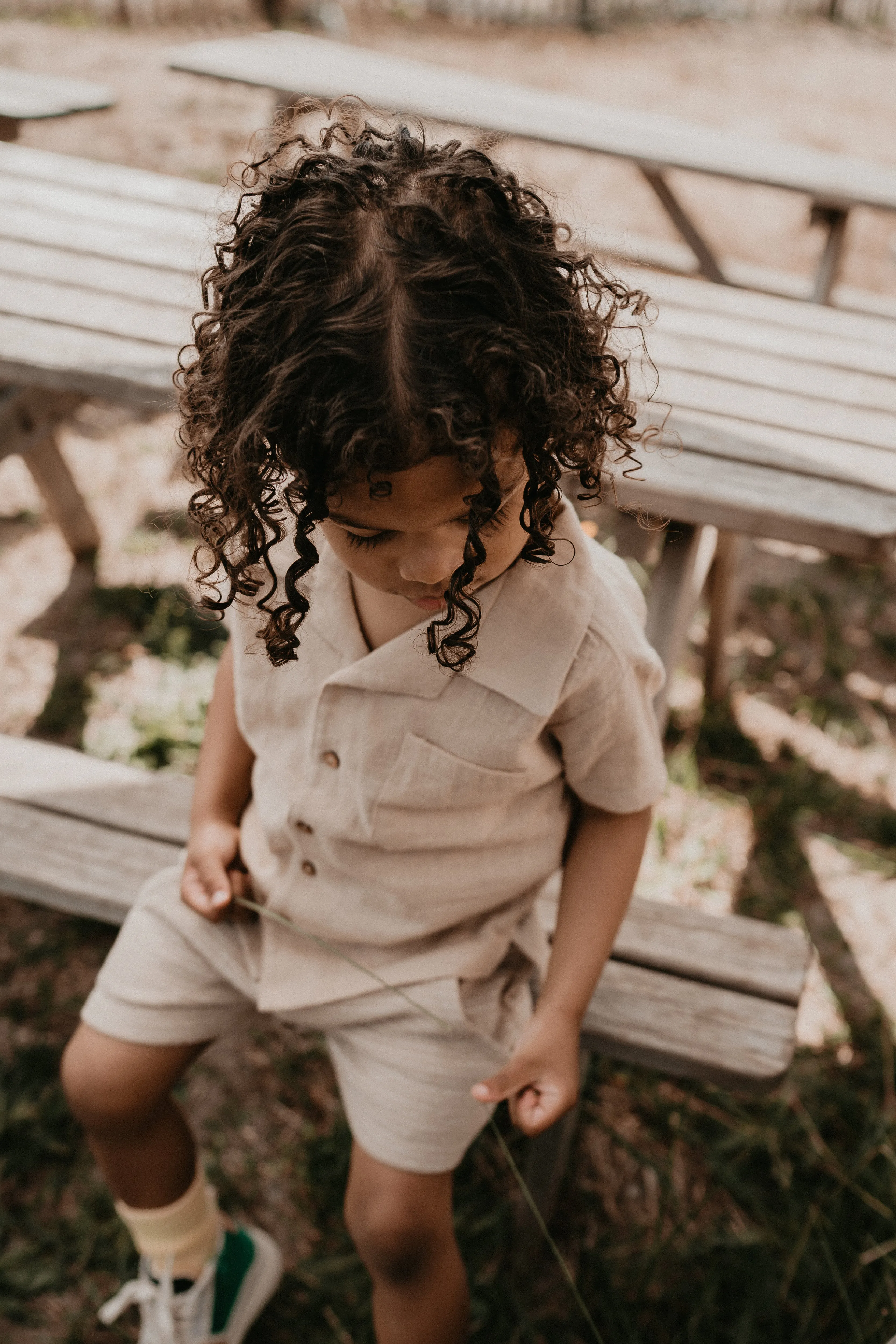 Short Zuri Beige Stripe