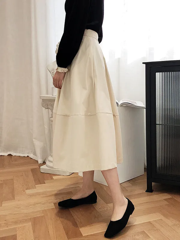 Simple A-Line High Waisted Solid Color Skirts Bottoms