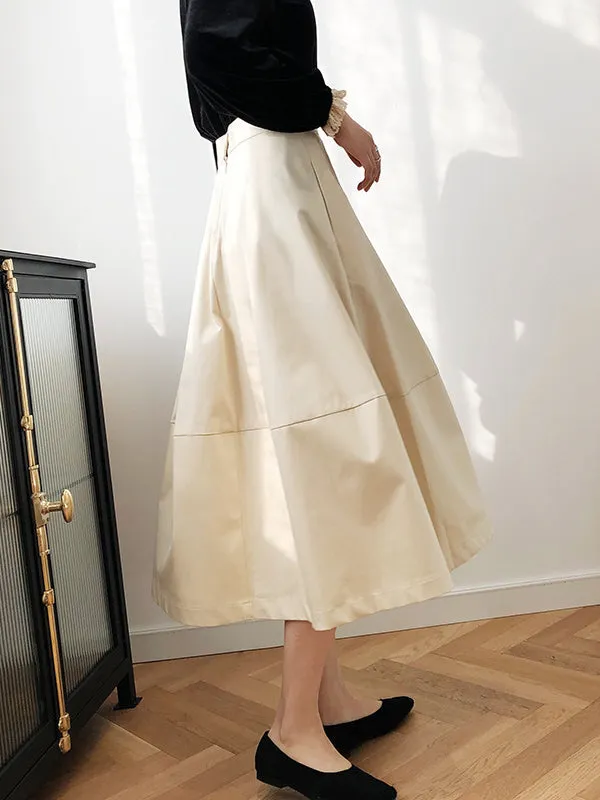 Simple A-Line High Waisted Solid Color Skirts Bottoms
