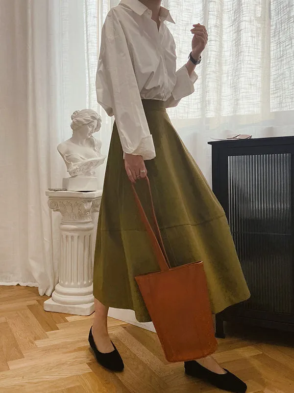Simple A-Line High Waisted Solid Color Skirts Bottoms