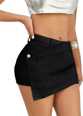 Skirts for Women Sexy Short Jean Skirt Mini Skirts for Women Lrregular with Pockets