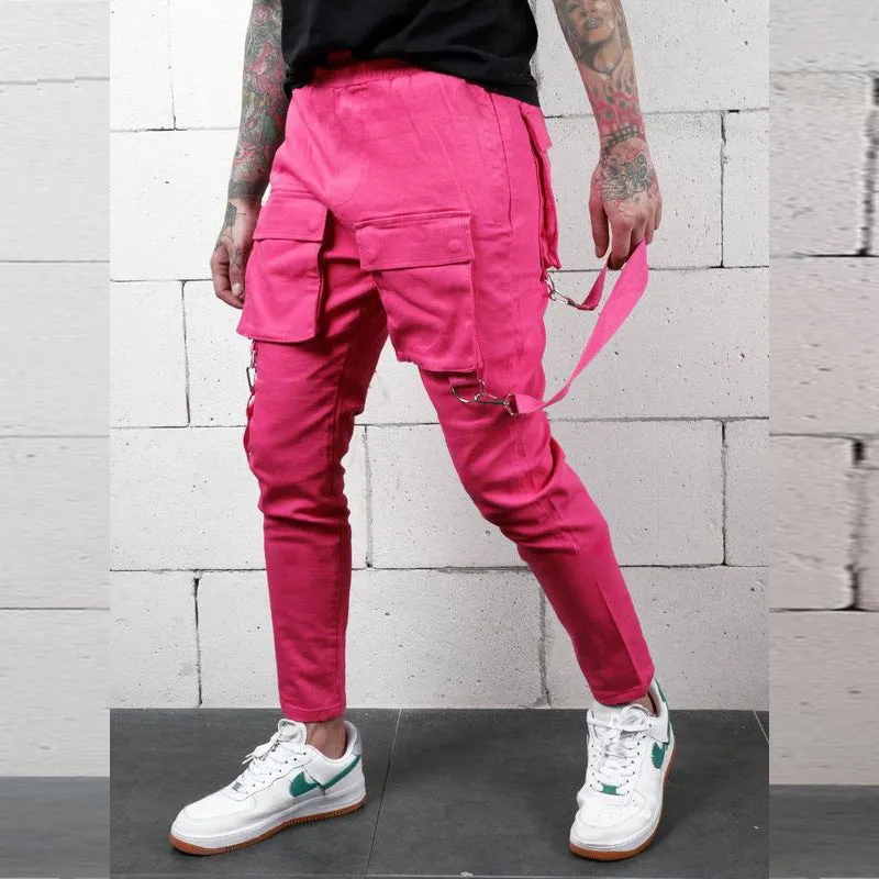 Street style fashion multi-pocket casual overalls