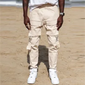 Street style fashion multi-pocket casual overalls
