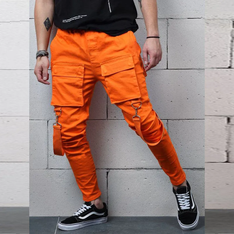 Street style fashion multi-pocket casual overalls