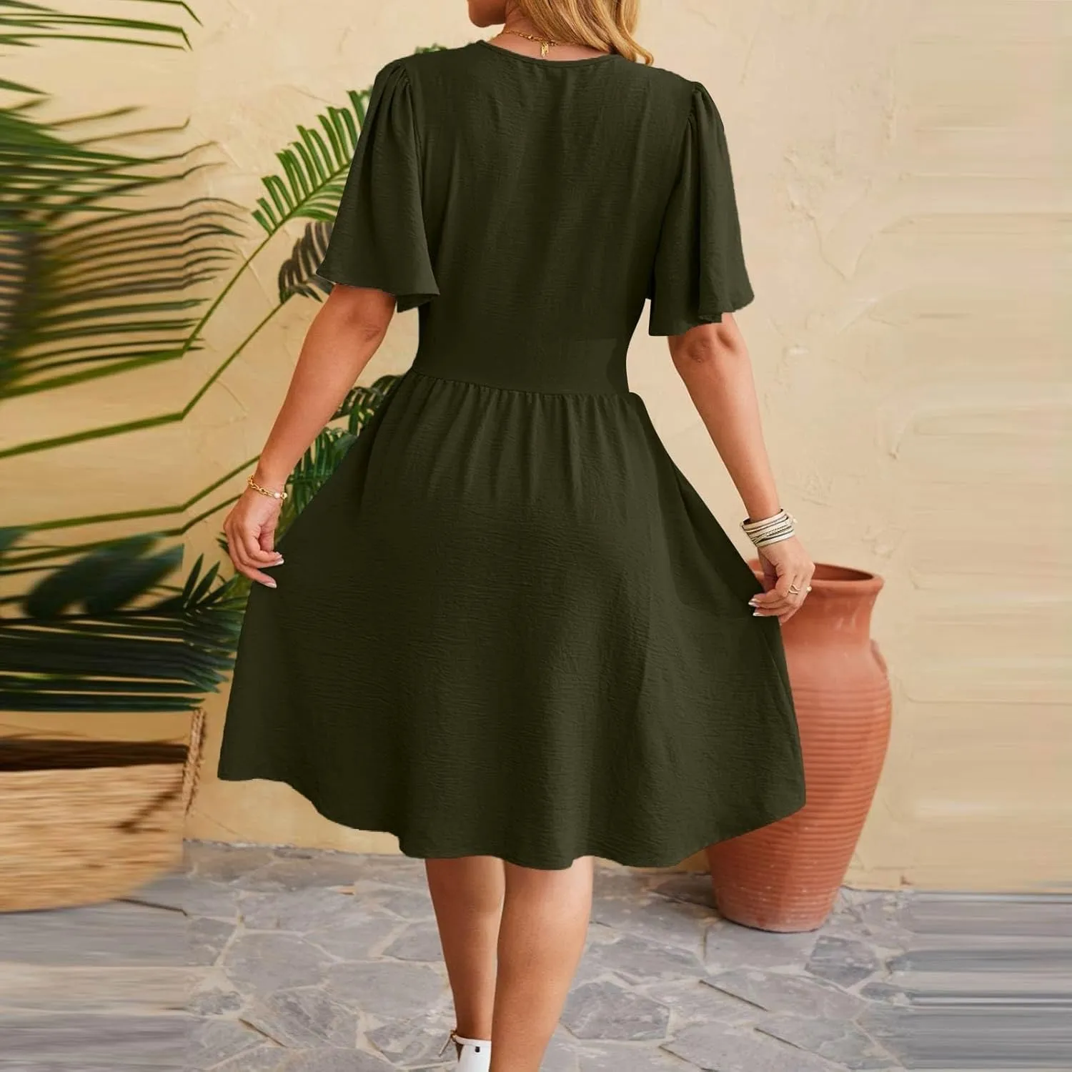 Summer Dresses for Women 2025 Sexy Date Night Cinched Waist Garden Party Concert Mini Brunch Trendy Short Sleeve Dress