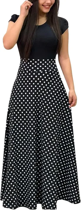 Summer Dresses for Women 2025,Women's Maxi Dress Floral Boho Print Tunic High Waist Elastic Beach Womens Summer Dresses