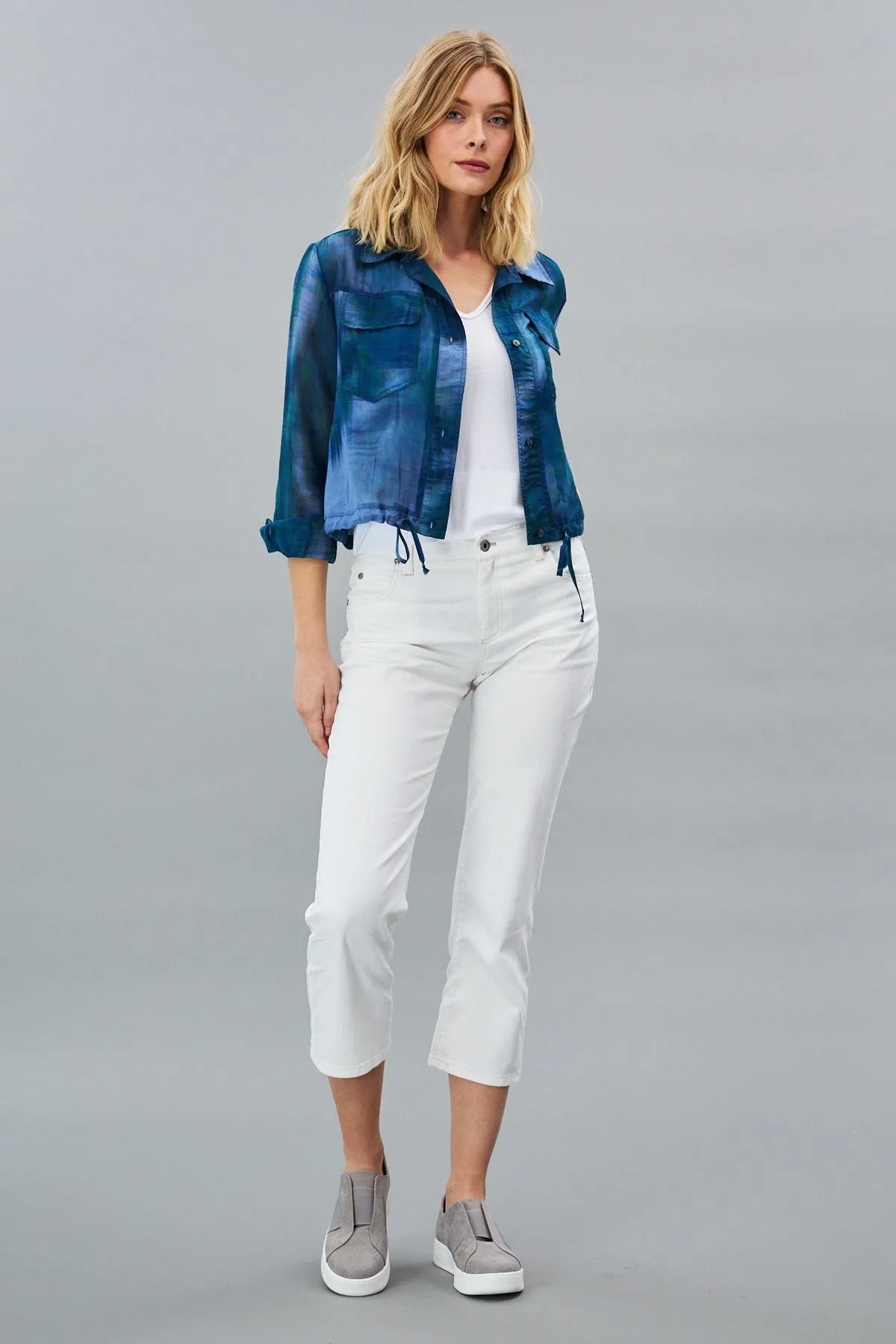Tie Dye Voile Drawstring Top