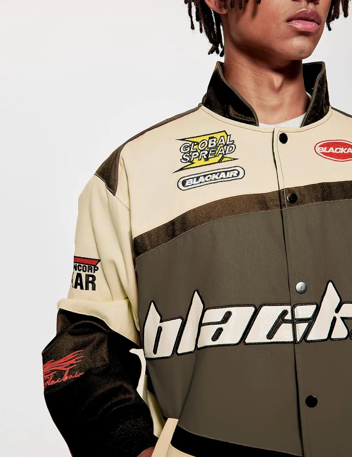 Vamtac Mens Varsity Baseball Jacket Bomber Cotton Vintage Racing Coats Streetwear with Pocket