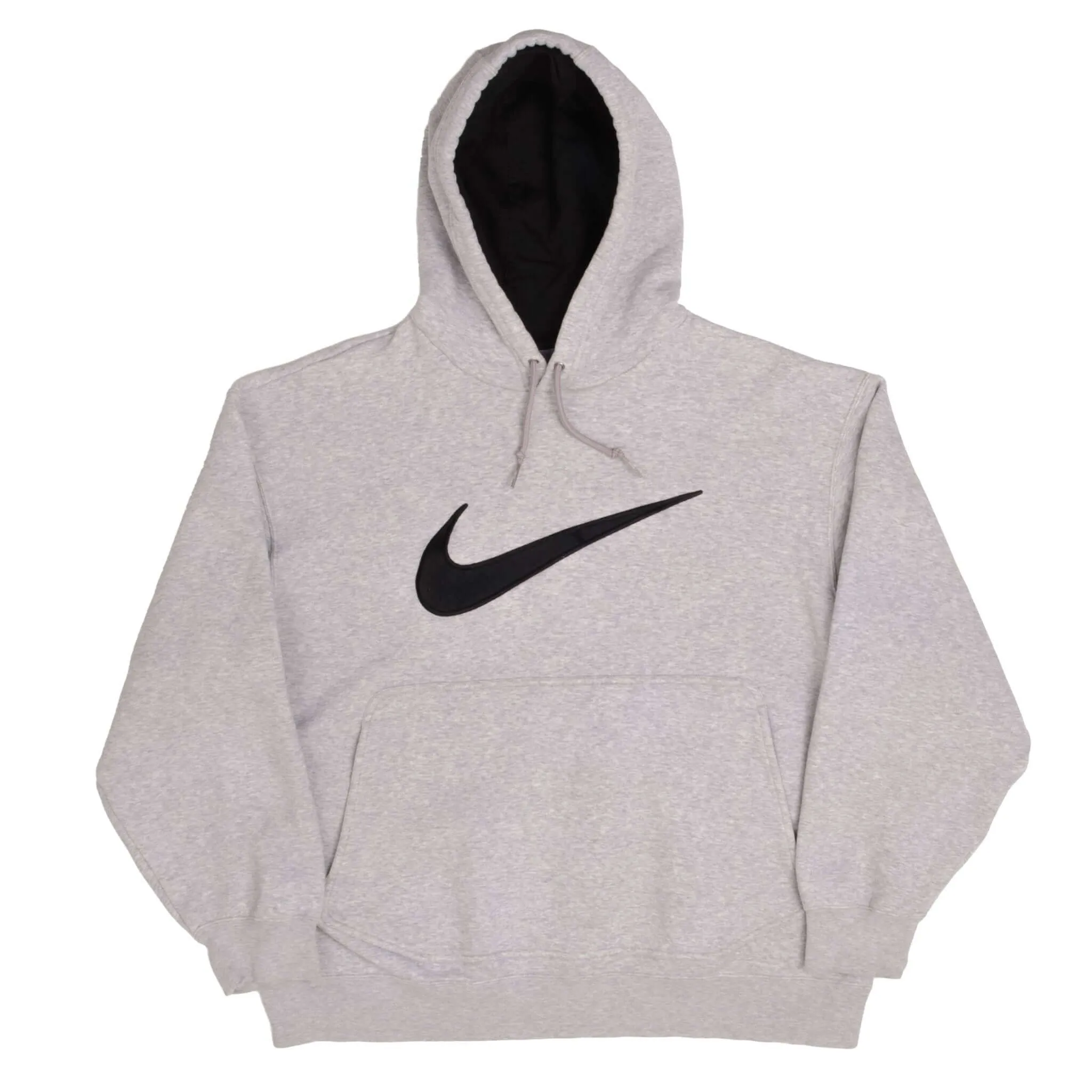 VINTAGE NIKE BIG SWOOSH GREY HOODIE SWEATSHIRT 2000S SIZE MEDIUM