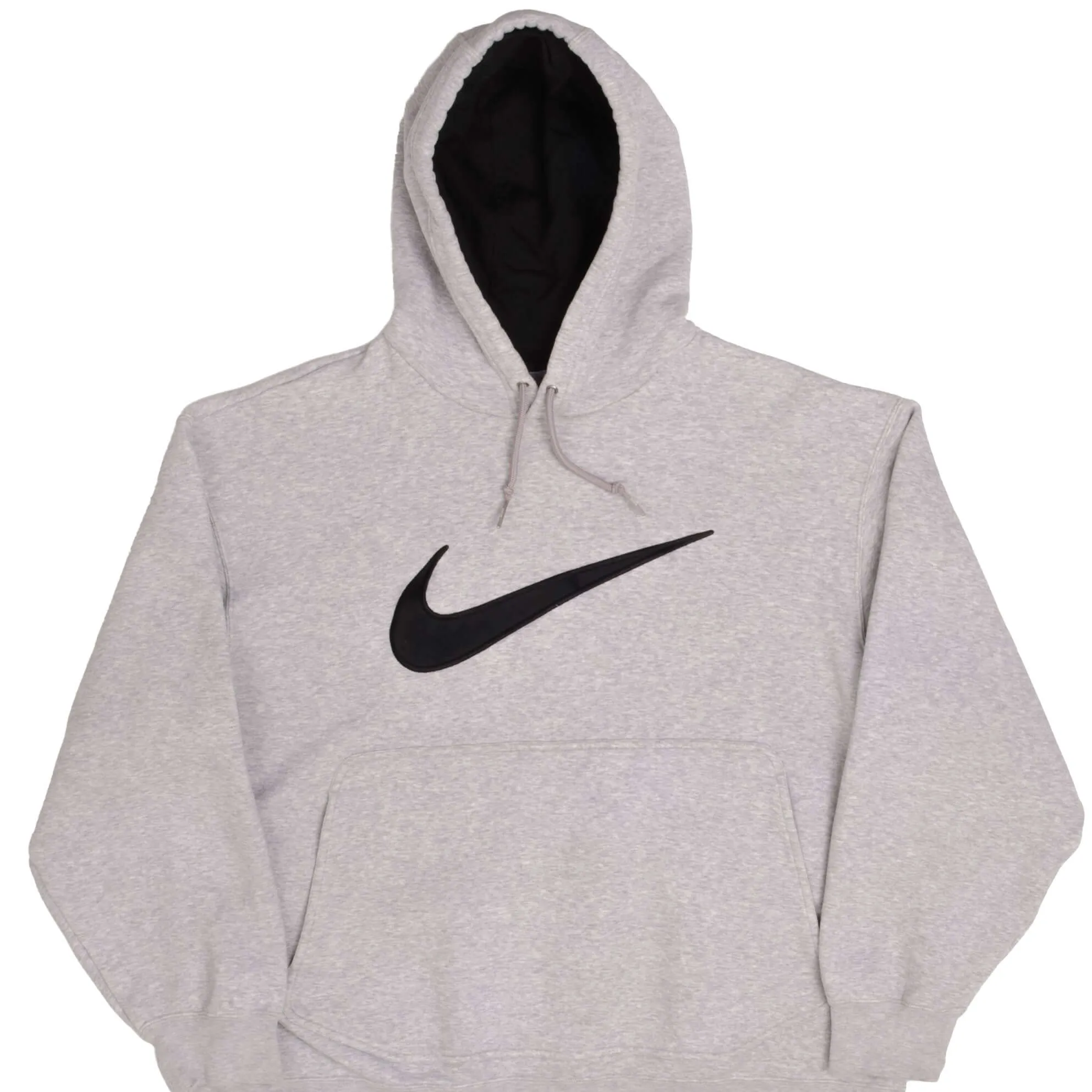 VINTAGE NIKE BIG SWOOSH GREY HOODIE SWEATSHIRT 2000S SIZE MEDIUM